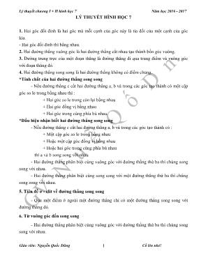 Lý thuyết chương I + II hình học 7